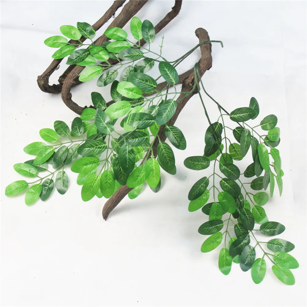Искусственные зеленые листья растений 50 листьев 3 ветви искусственное дерево
