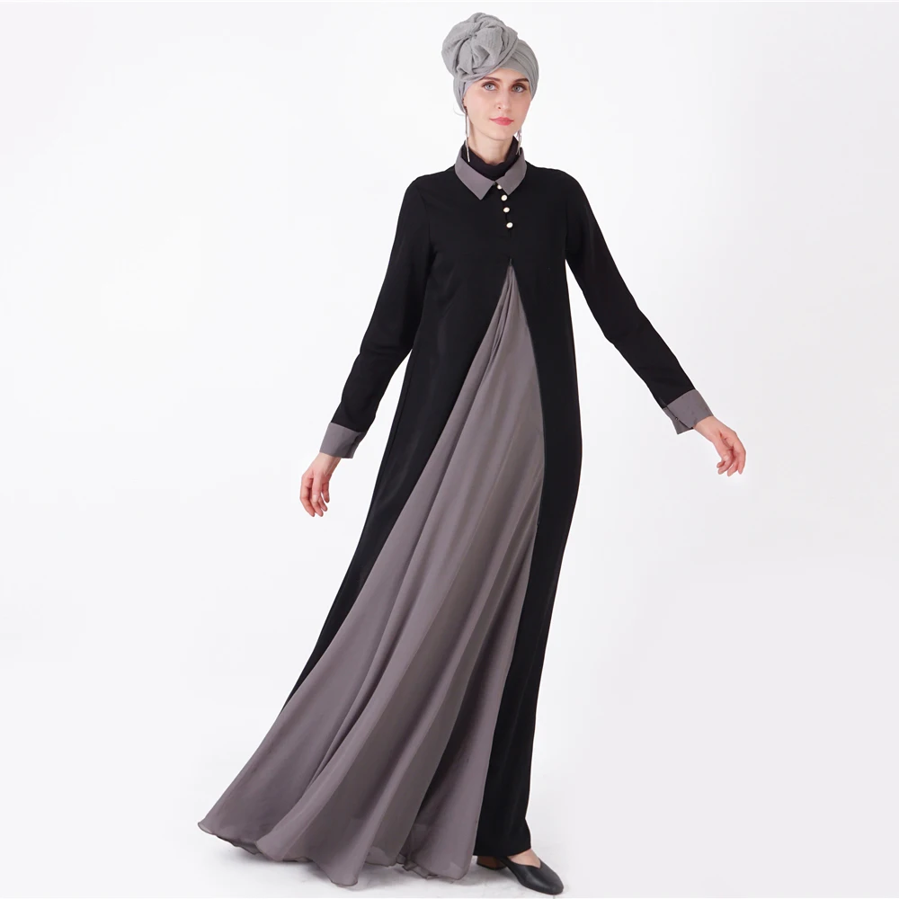Высококачественное шифоновое мусульманское платье абайя из крепа на молнии в