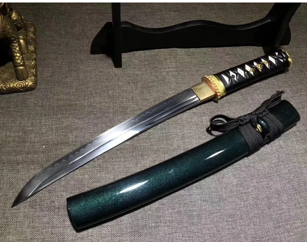 Handmade T10 Steel under the Solid to Burn Blade Japanese sword katana short Bending of knife Very sharp samara wakizashi