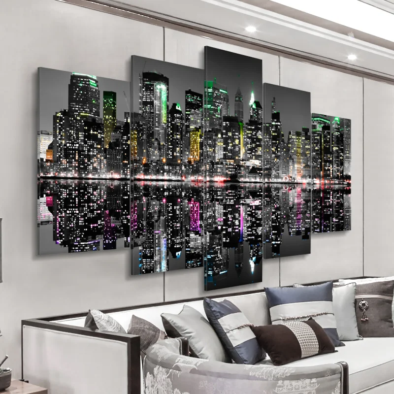 

5PCS Nordic Modern Wall Oil Painting World Map Poster Abstract Art HD Printing Living Room Office Wall Decoration Without Frame