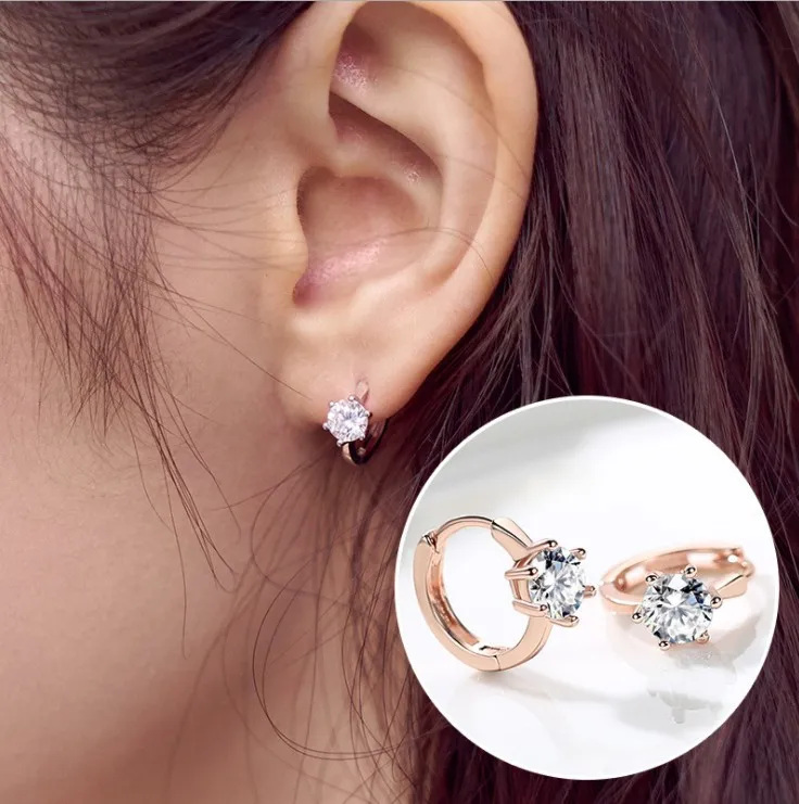 

Elegant Zircon Hoop Earrings For Women Girls Luxury Diamond Classic Style Earrings Wedding Engagement Party Fashion Jewelry