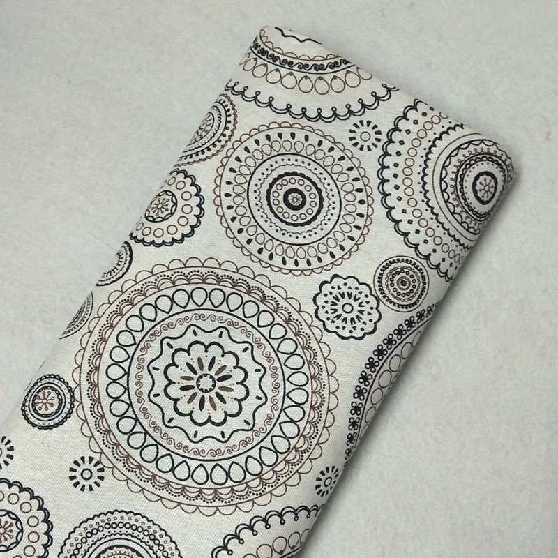 Новый Яркий абстрактный принт монет цветок хлопчатобумажная льняная ткань 48x145 см Сделай Сам шитье занавеска сумка ткань платье украшение для дома