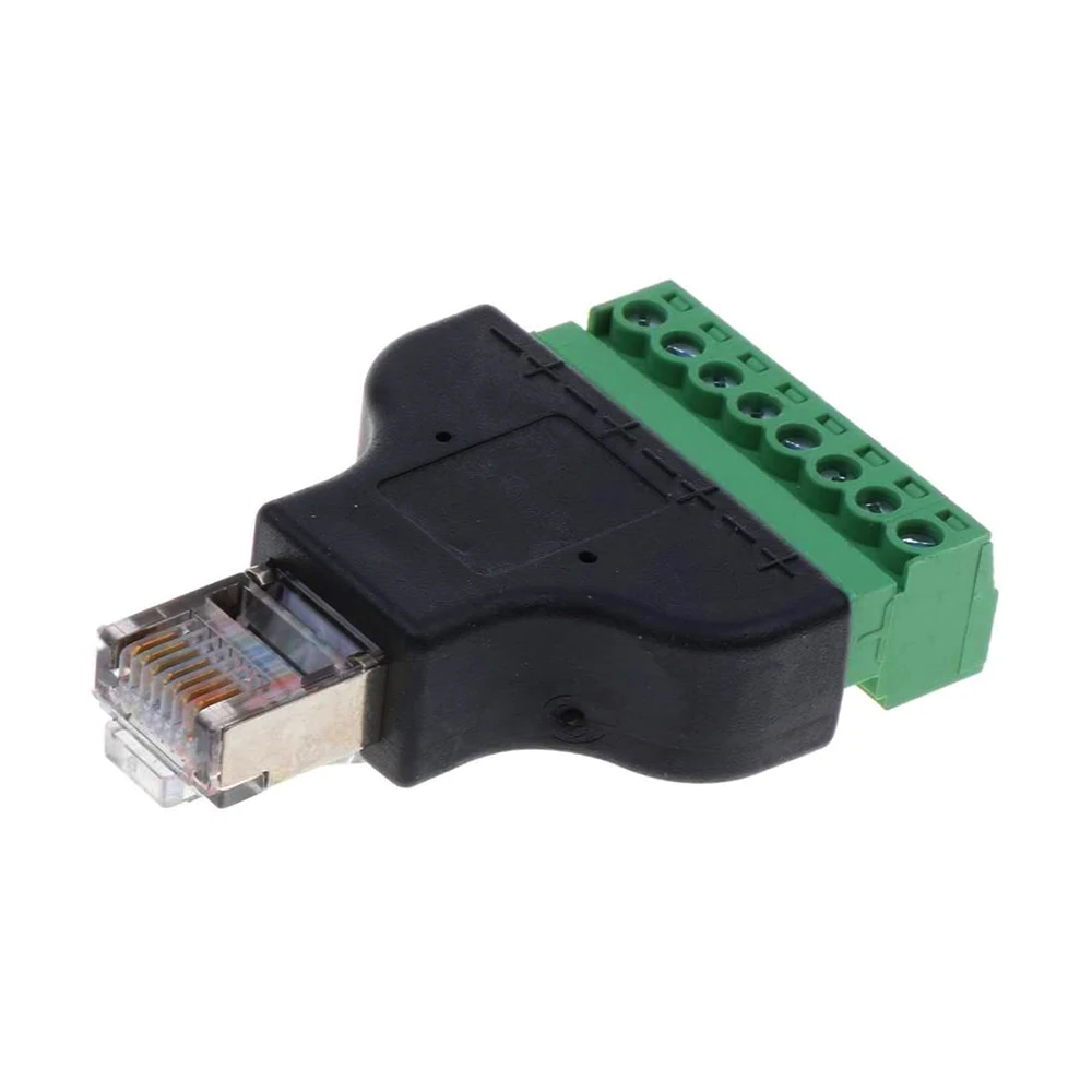 DC Connector RJ45 Ethernet Male to 8 Pin AV Terminal Screw Adapter Crystal Head Block Plug CCTV Accessory | Безопасность и защита