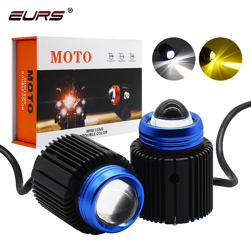 

EURS LED Motorcycle/Car Headlamp 3000K LED 6000K Fog light LED lens Light Work Light Spotlight 3000LM LED Conversion Kit 12V 24V