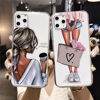 fashion coffee girl women phone case for iphone 12 11 pro max clear soft cover for iphone 13 6s 7 8 plus x xr xs se20 shell capa