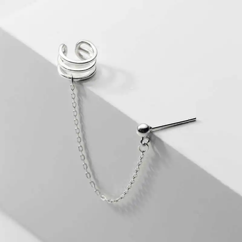 

PONYKISS Trendy S925 Sterling Silver Hollow three layer C type single Stud Earrings for Women Fine Jewelry Party Gift Accessory