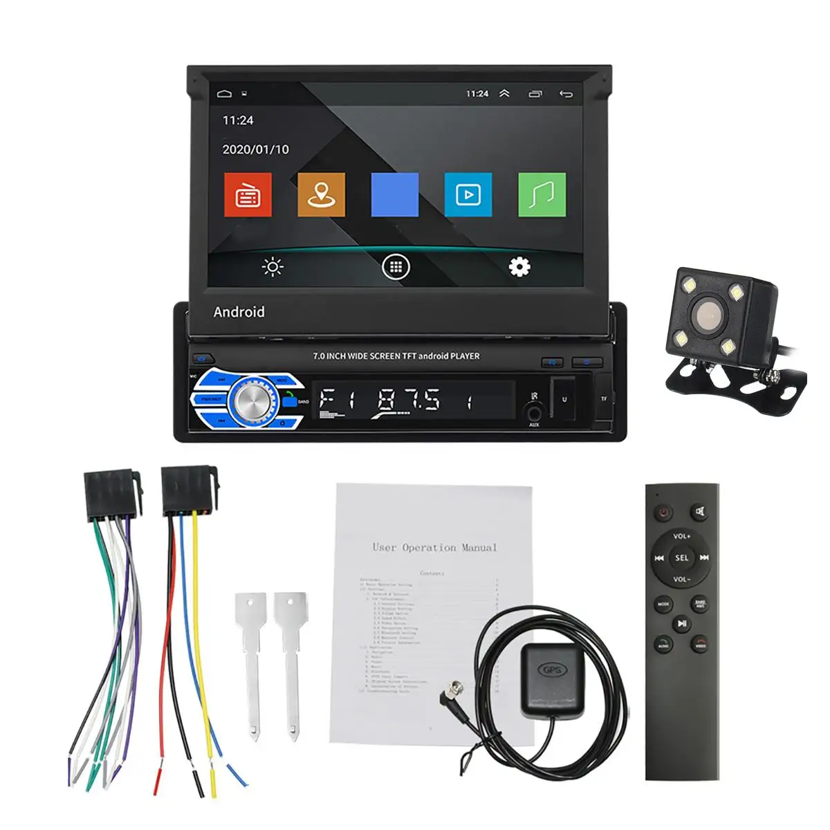

7'' 1Din Car Radio Player Car Multimedia Player Stereo Autoradio bluetooth WiFi GPS FM Video Rear View Camera MP5