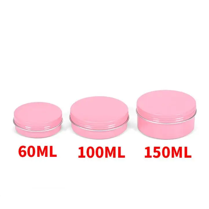 

Empty Pink Aluminum Lip Balm Containers Cosmetic Cream Jars Tin Crafts Pot Bottle Wholesale