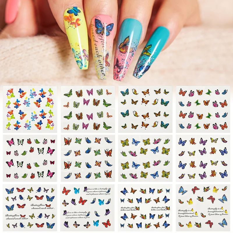 

12 дизайнерские наклейки для ногтей набор Смешанные Цветочные геометрические сексуальные девушки Нейл-арт Переводные переводные наклейки ...