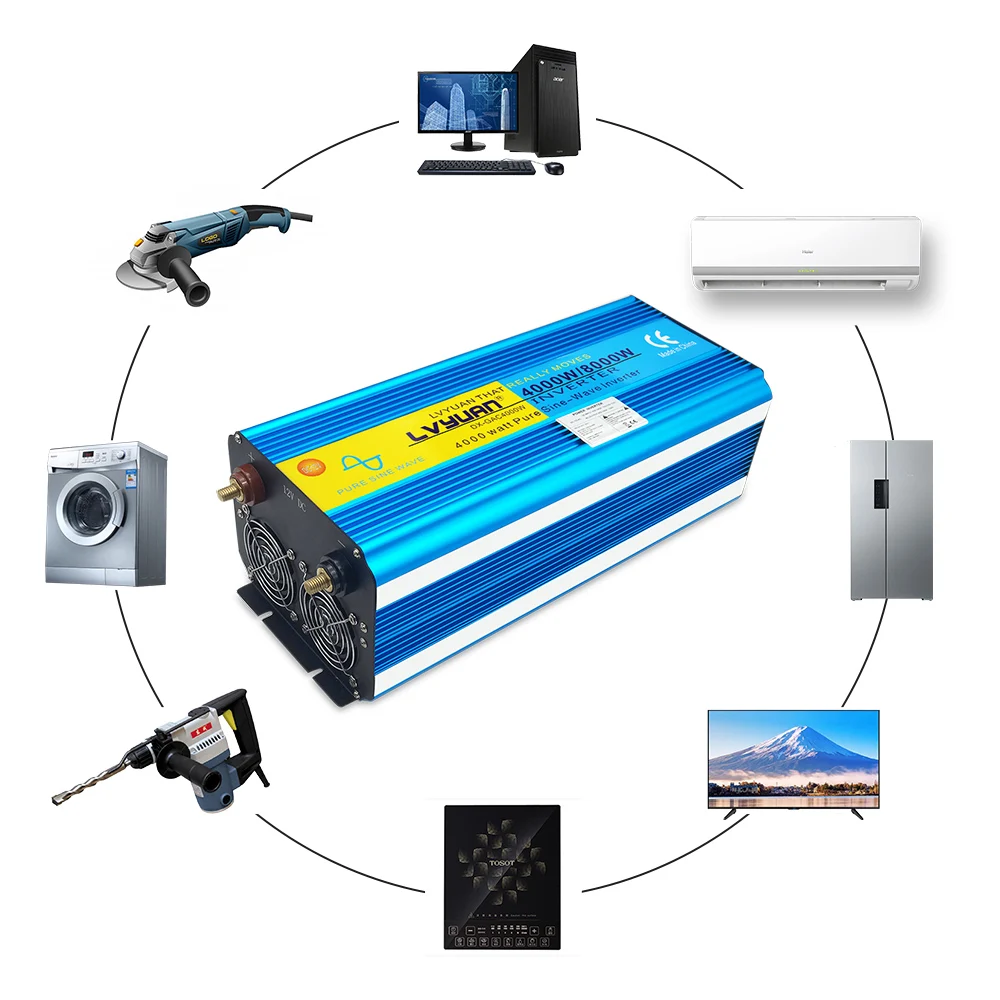 $189.99 Remote Control Pure Sine Wave Inverter DC 12V/24V to AC 220V 230V 50Hz Voltage Display 5000W/6000W/8000W Car Inverter EU Socket