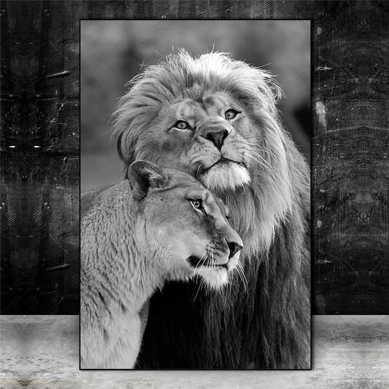 

African Wild Lions Lover Canvas Paintings on the Wall Art Lions Poster And Prints Black And White Animals Art Pictures Cuadros