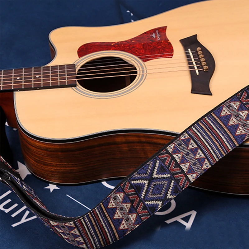 

Embroidered Guitar Straps National Style Shoulder Strap Ribbon Musical Instrument Strap Guitar Part