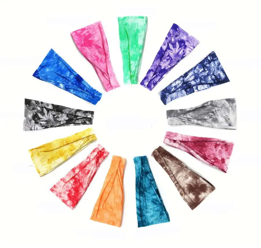 Tie Dye Велоспорт Йога Спортивная Повязка от пота мужчины Sweatband для мужчин женщин головные повязки для йоги головы Налобные повязки Спортивная безопасность