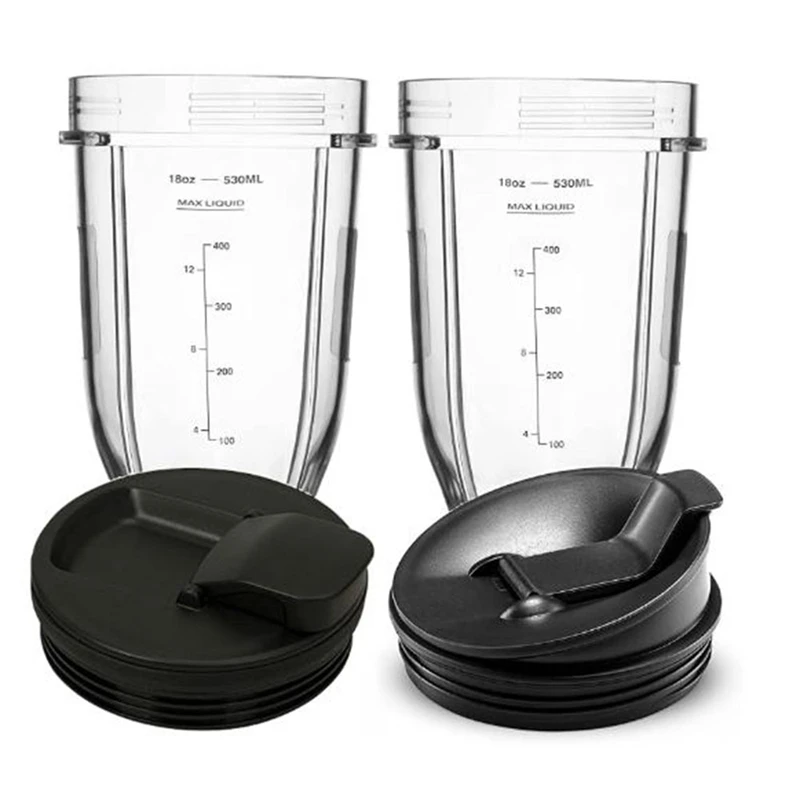 for Nutri Ninja 18 Oz Cup with 2 Sealing Caps, Suitable for 900W/1000W NINJA Juicer Series Blender (2 Pack)