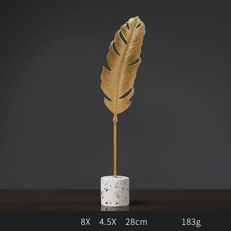 Роскошные креативные золотые фигурки листьев настольные украшения современные
