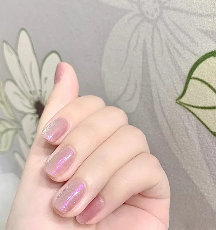 

Fake Nails 24pcs Nail Patch Glue Type Fashion Pink Purple Manicure Patch False Nails Save Time Gifts For Girls Nails Accesorios