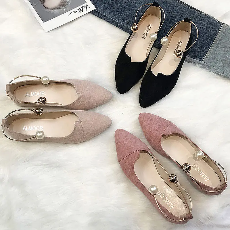 Туфли-лодочки женские на низком каблуке замша кожа заостренный носок