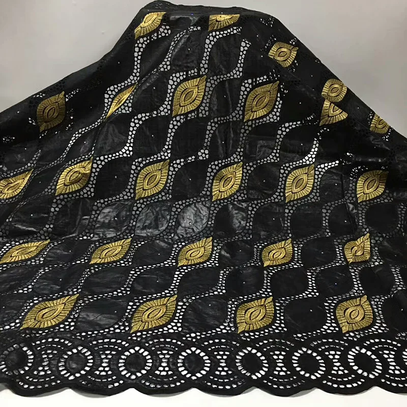 

Satin Fabric Cotton Fabric Bazin Riche Lace hollowed out waves pattern with golden color eyes pattern women dresses Lace Fabric