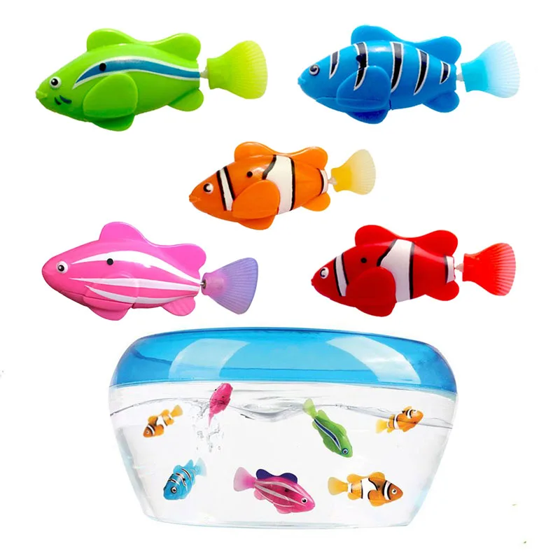 

New Arrival! 5 Pieces Funny Swimming Electronic Fish Activated Battery Powered Toy Pet ing Tank Decorating