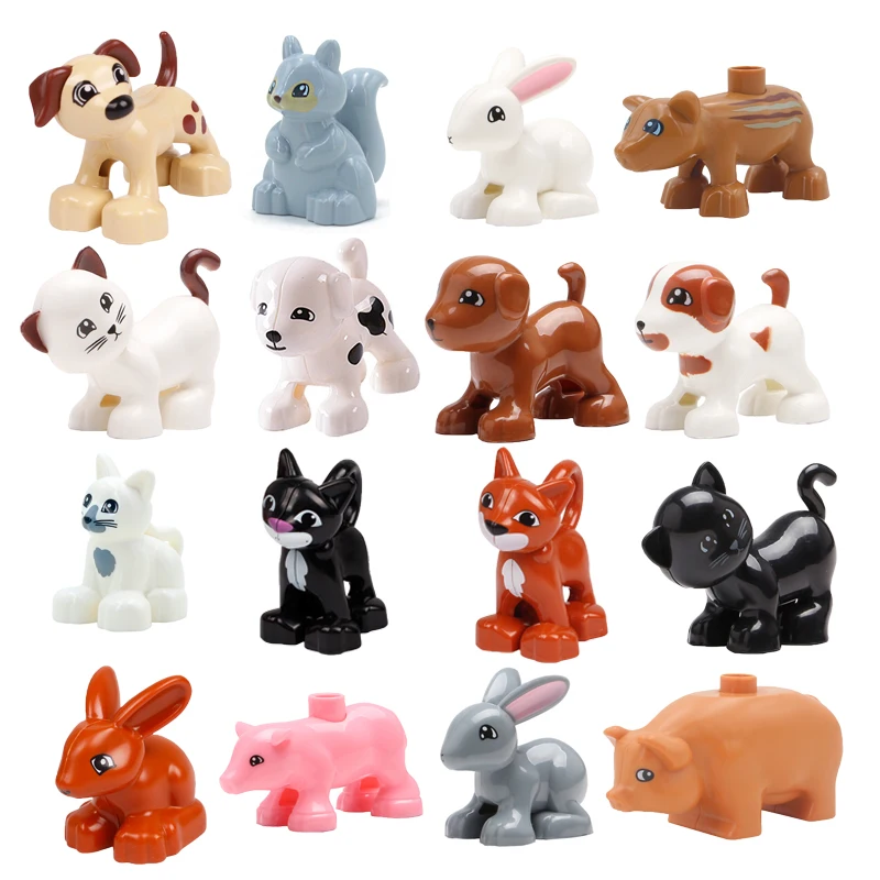 Creator Jurassic Dinosaur World Park Cat Dog Pig Rabbit Model Accessories Interbreed Velociraptor T-Rex Movies Dinosaurs Blocks