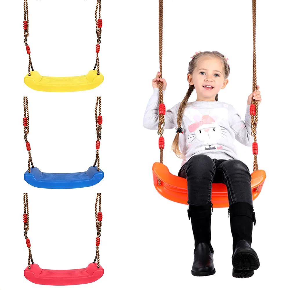 

1pc Rope Swing Rainbow Thick Seat Curved Board Swing Chair Adjustable Ropes Outdoor Park Garden Playground Children Kid Toy