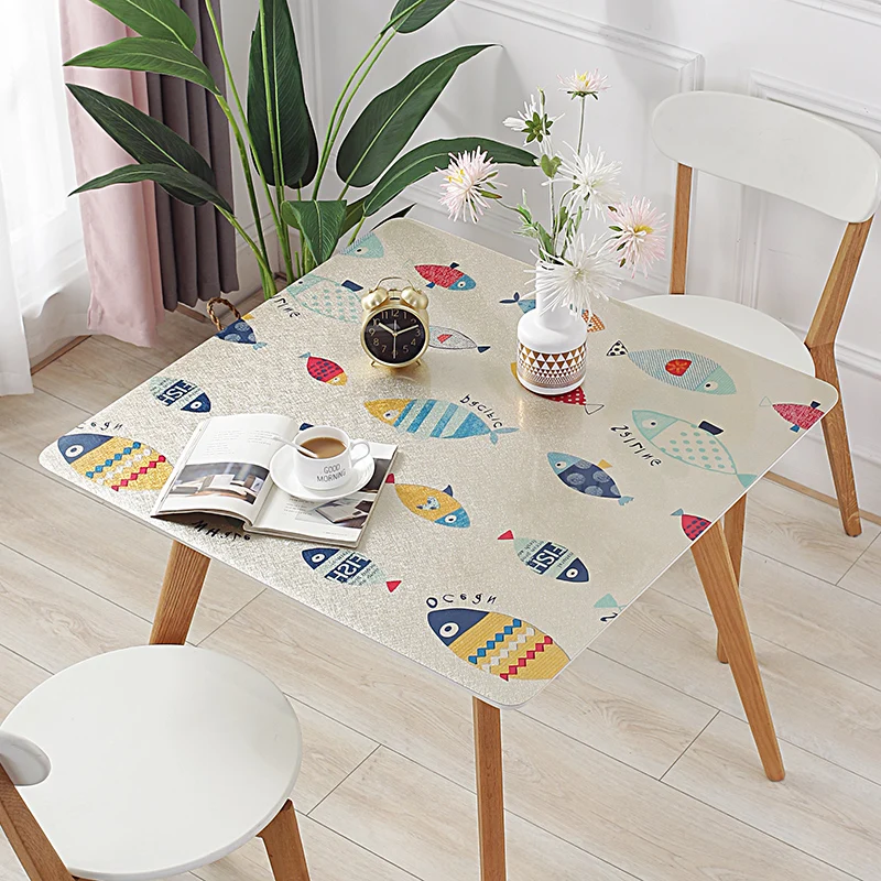 

Waterproof PVC tablecloth cartoon fish Table Mat Soft glass Tablecloth 1.0 mm customize oilproof party table Refurbishment cover