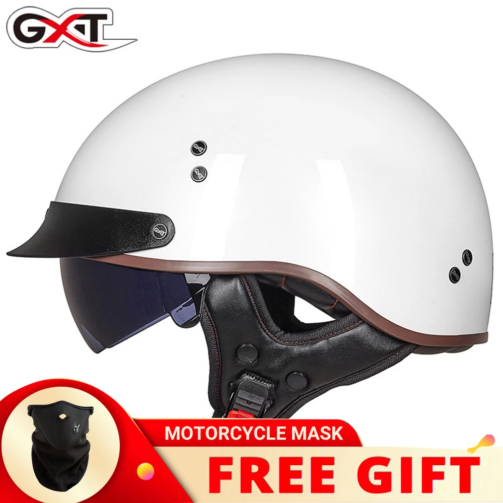 Винтажный мотоциклетный шлем с полуоткрытым лицом GXT унисекс ретро скутер для