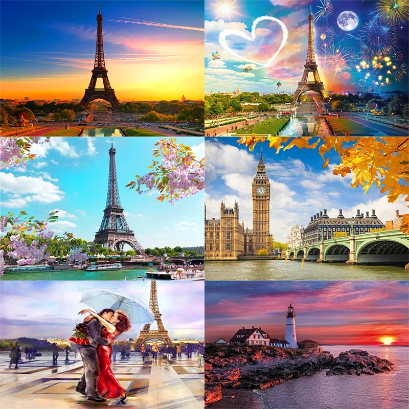 

5DDIY Diamond Painting Paris Tower Landscape Picture Cross Stitch Gift Square/Round Full Drill Embroidery Mosaic Art Home Decor