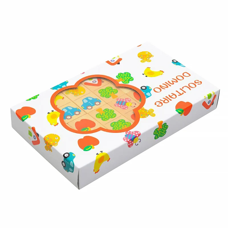 

28 Pcs Wooden Fruit Car Pairing Domino Puzzle Blocks Wooden Domino Garden Theme Block Jigsaw Puzzles Baby Educational Toy Gift