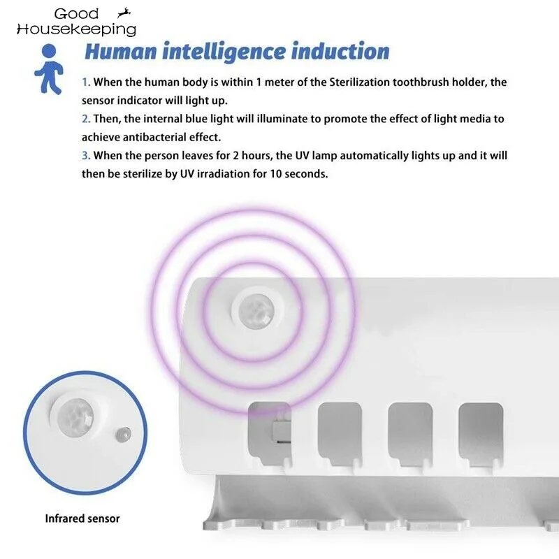 

Solar Energy UV Toothbrush Disinfectant Cleaning Agent Storage Bathroom No Need To Charge Toothpaste Dispenser Holder Automatic