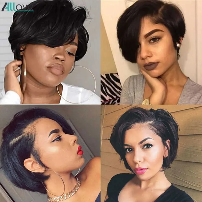 

Allove Pixie Cut Wig Human Hair Brazilian Straight Lace Front Wig P1B27 Short Pixie Cut Human Hair Wigs Short Bob Wigs For Women