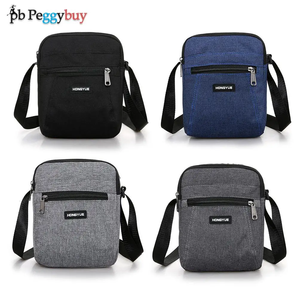 

Fashion Canvas Shoulder Bag Men Small Crossbody Bags Square Shape Messenger Bag with Earphone Hole Supplies