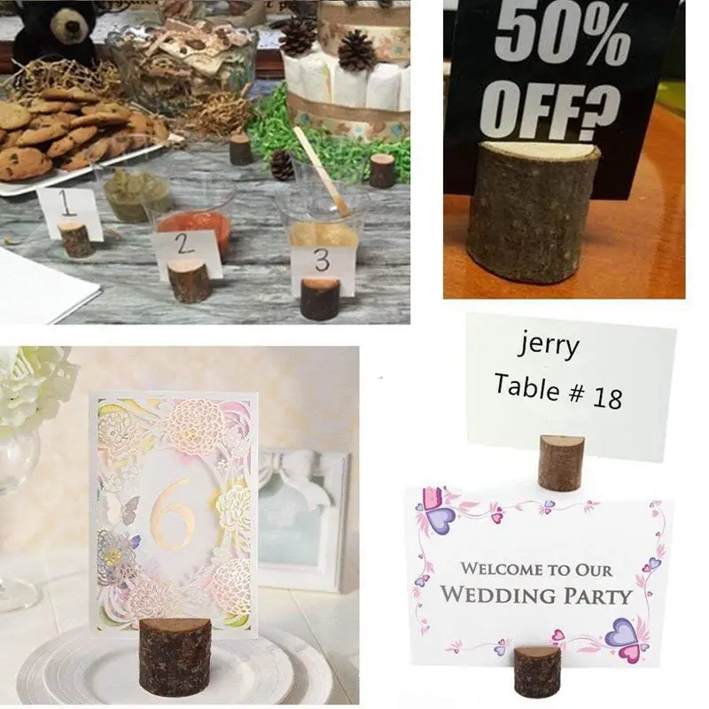 New Rustic Real Wood Base Wedding Table Name Number Holder Party Decoration Card Holders Picture Memo Clip Note Photo Holde | Дом и сад