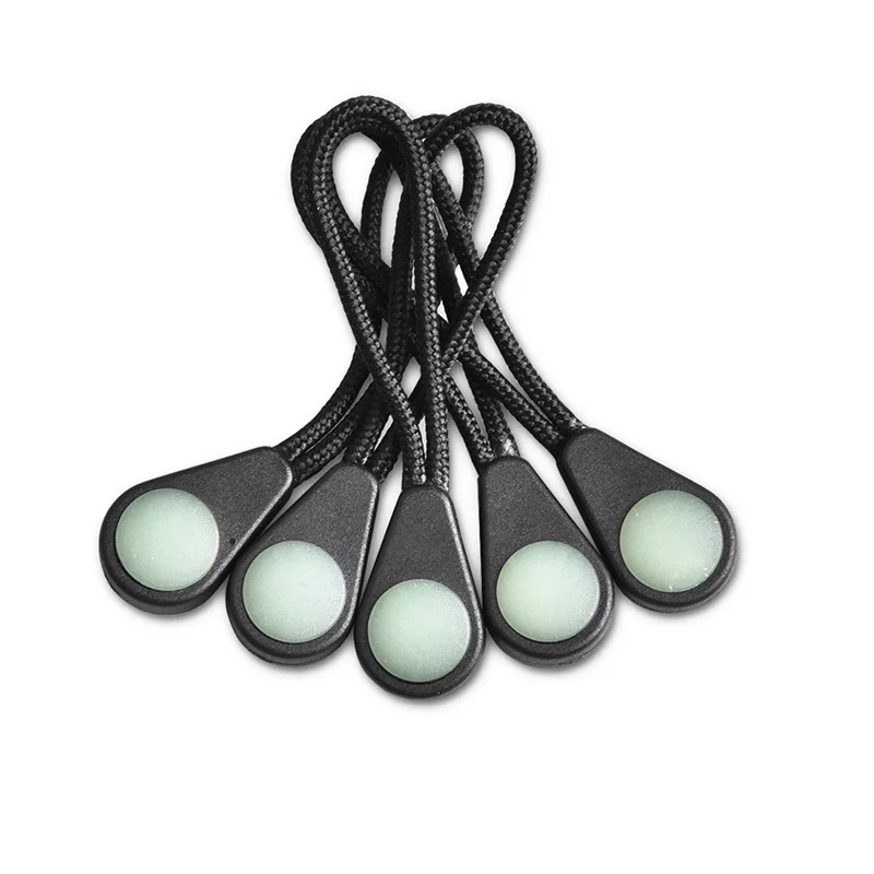 

10pcs Night Reflection Fluorescence Draw Cord Acket Coat Tent Zipper Pulls Replacement Cord Jacket Coat Backpack Tent Black