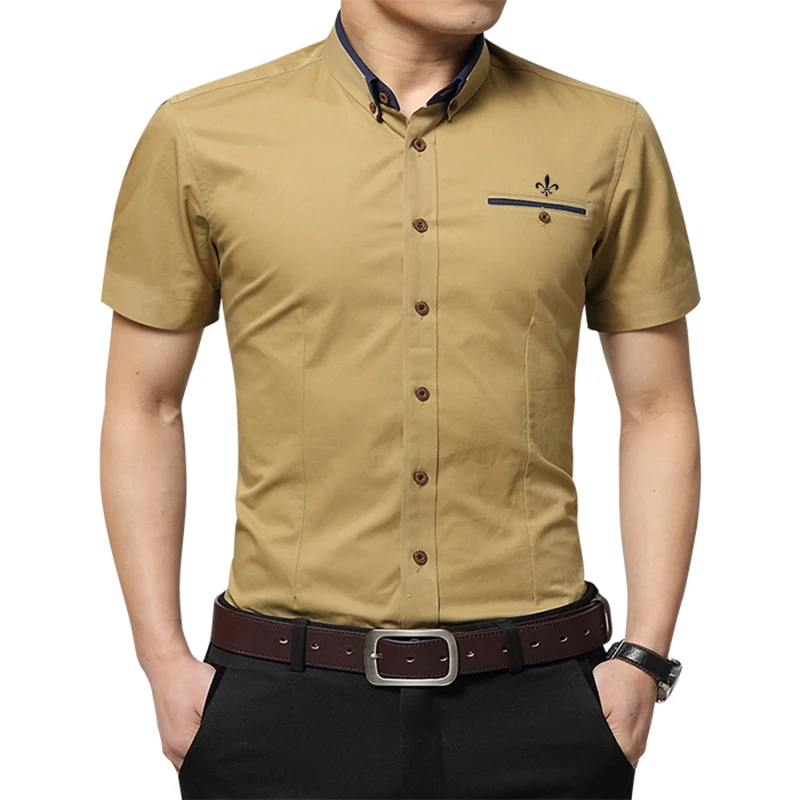 Мода Blusa Camisa Social Masculina Dudalina короткий рукав Slim Fit рубашка мужская Цветочная одежда пуловер Белый мужской холодный - Цвет: DCZ2306-YELLOW