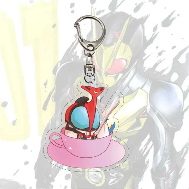 Cool Masked Rider Keychain Anime Acrylic Figure Cartoon Key Pendant Man Kids Bag Car Decoration Popular Charm Keyring | Украшения и