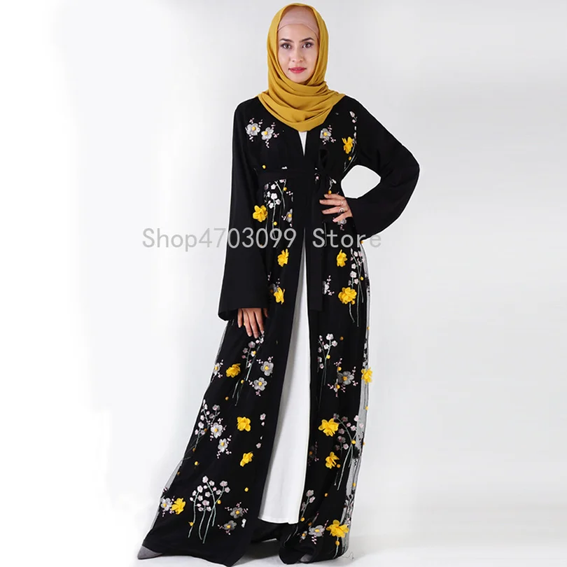 Цветочное кимоно абайя Дубай Ислам Мусульманский хиджаб платье Абая для женщин