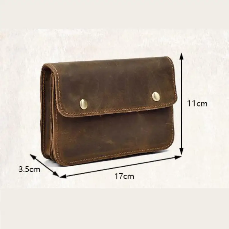 

YourSeason 2021 Fashion Men Genuine Leather Day Clutches Retro Solid Hard Crazy Horse Leather Man Mobile Phone Clutch Bags