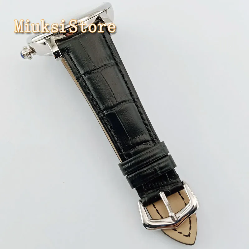 Мужские наручные часы deger черный кожаный ремешок 43 мм с синими ручками чехол из