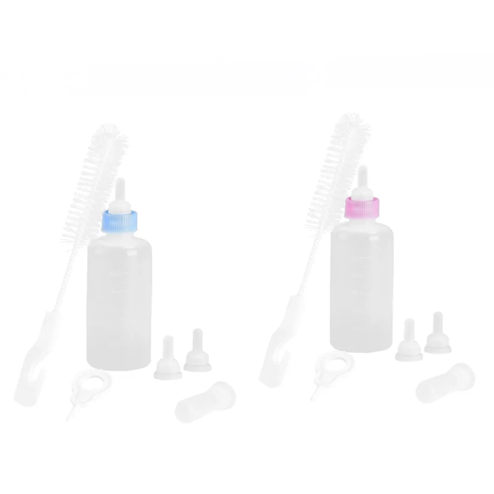Portable Feeding Bottle Set with Brush Pacifiers Silicone Pet Baby Nursing Dog Cat Water Milk Feeder for Puppy Kitten