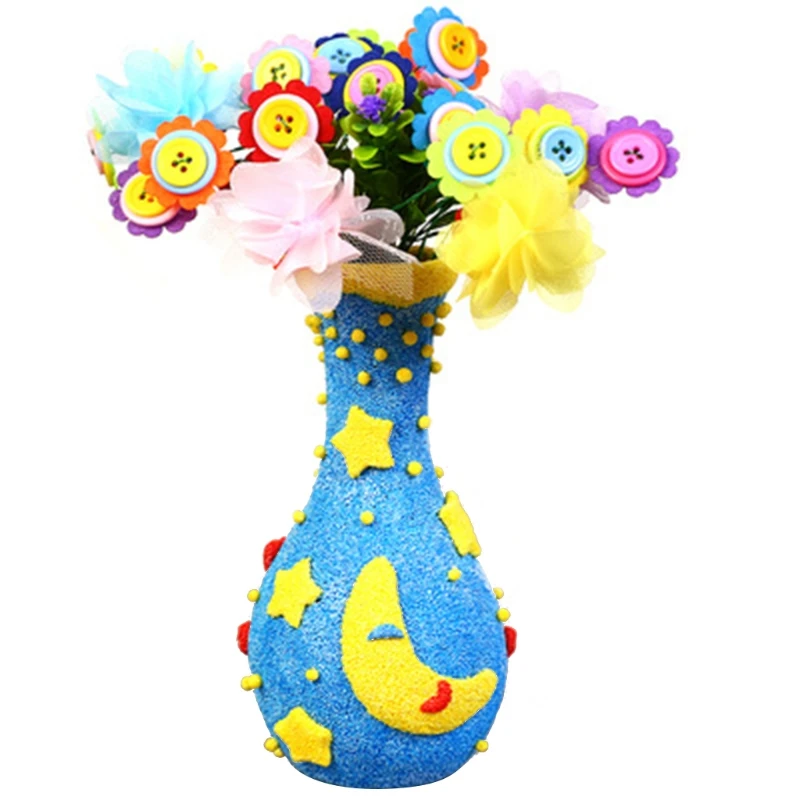 77HD Homemade Button Bouquet Craft Vase Arts Toy DIY Project for Boys&ampGirls Make Your Own Flower Felt Flowers | Игрушки и хобби