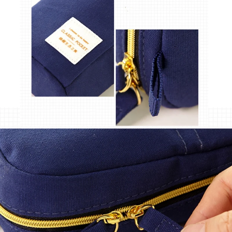 

ANGOO Pencil Case Vertical Canvas Zipper Pencil Box Large-Capacity Mobile Phone Bracket Pencilcase School Office