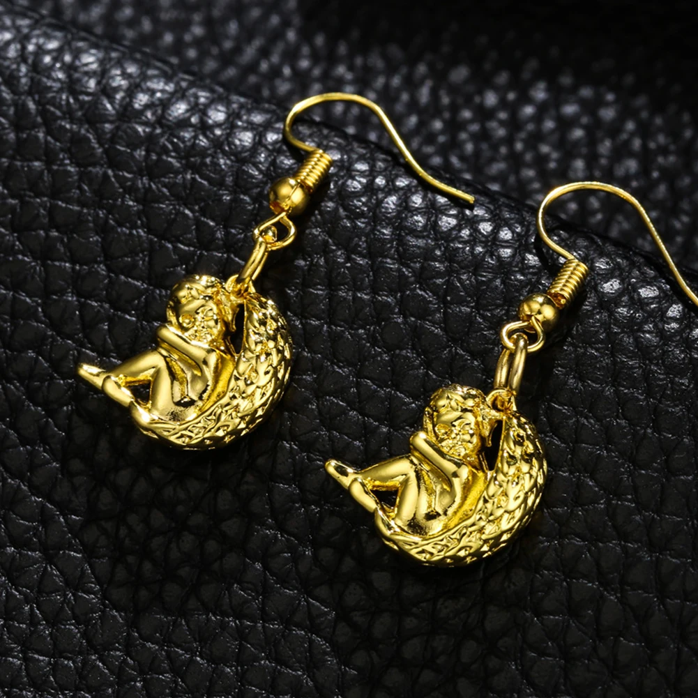 Cring Coco Baby Pendant Earrings Unique Moon Gold Plated Women's Earring Hip Hop Jewelry Party Gifts Wedding for Women | Украшения и