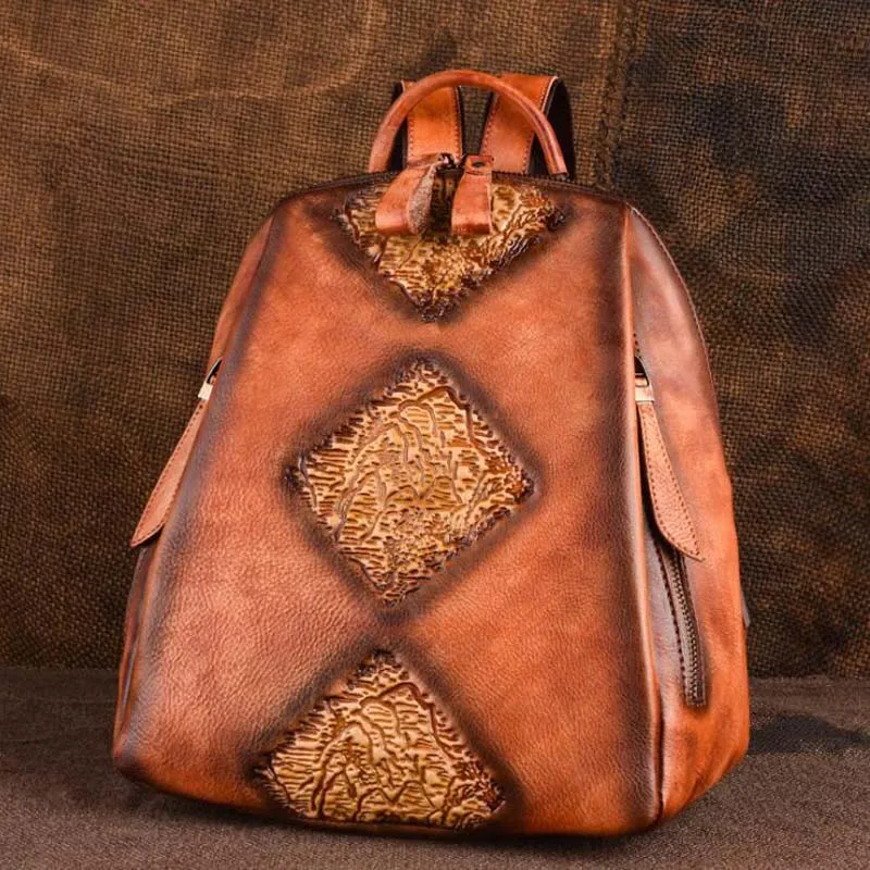 Женский кожаный рюкзак, винтажный рельефный рюкзак Mochila Feminina, повседневный женский рюкзак, женская сумка на плечо, рюкзак для путешествий