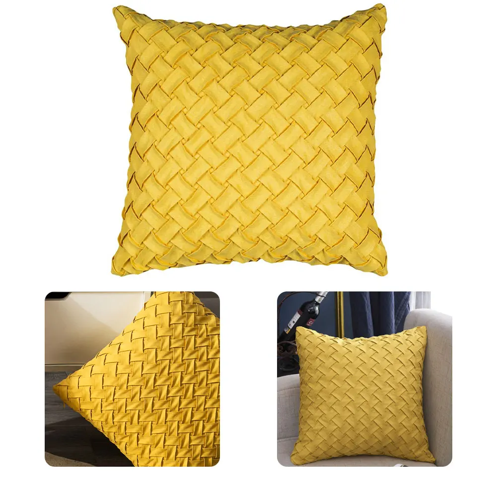 

45x45CM Cushion Covers Decorative Square Suede Throw Pillow Cases for Sofa Bedroom Yellow Luxury Pillow Covers for Living Room