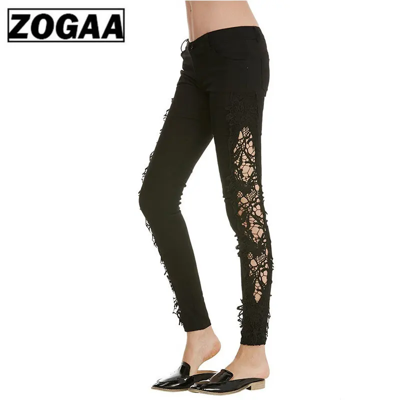 Уличные модные облегающие джинсы кружевные брюки для женщин длинные