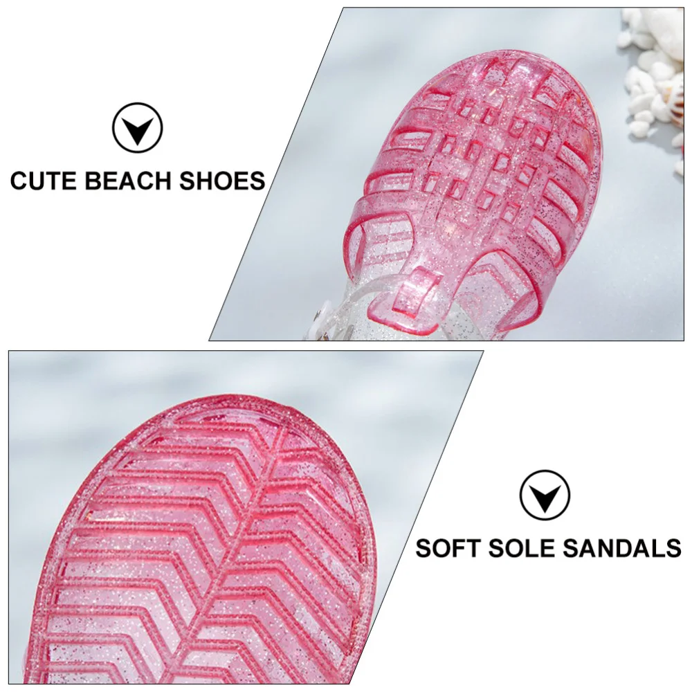 

1 Pair Baby Beach Sandals Summer Kids Sandals Sole Sandals (White, Red)