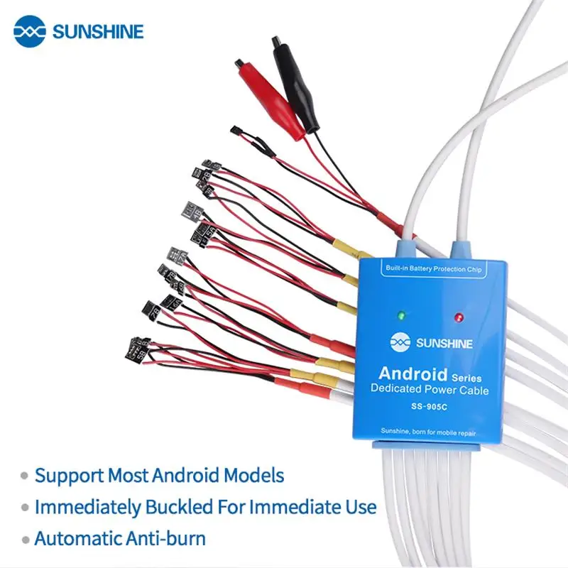 

Professional Android Phone Power DC Supply Cable Boot Line Sunshine SS-905C For Samsung Huawei Xiaomi Board Charging Wire Tools