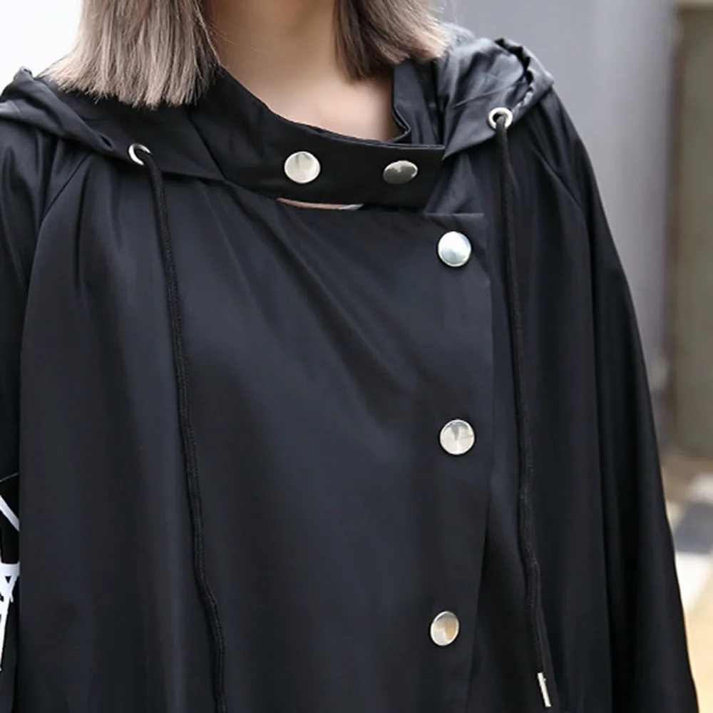 

Korea Punk Long Loose Black Trench Coat Women Goth Batwing Sleeve Overcoat Autumn Winter Streetwear Oversize Outwear Jacket