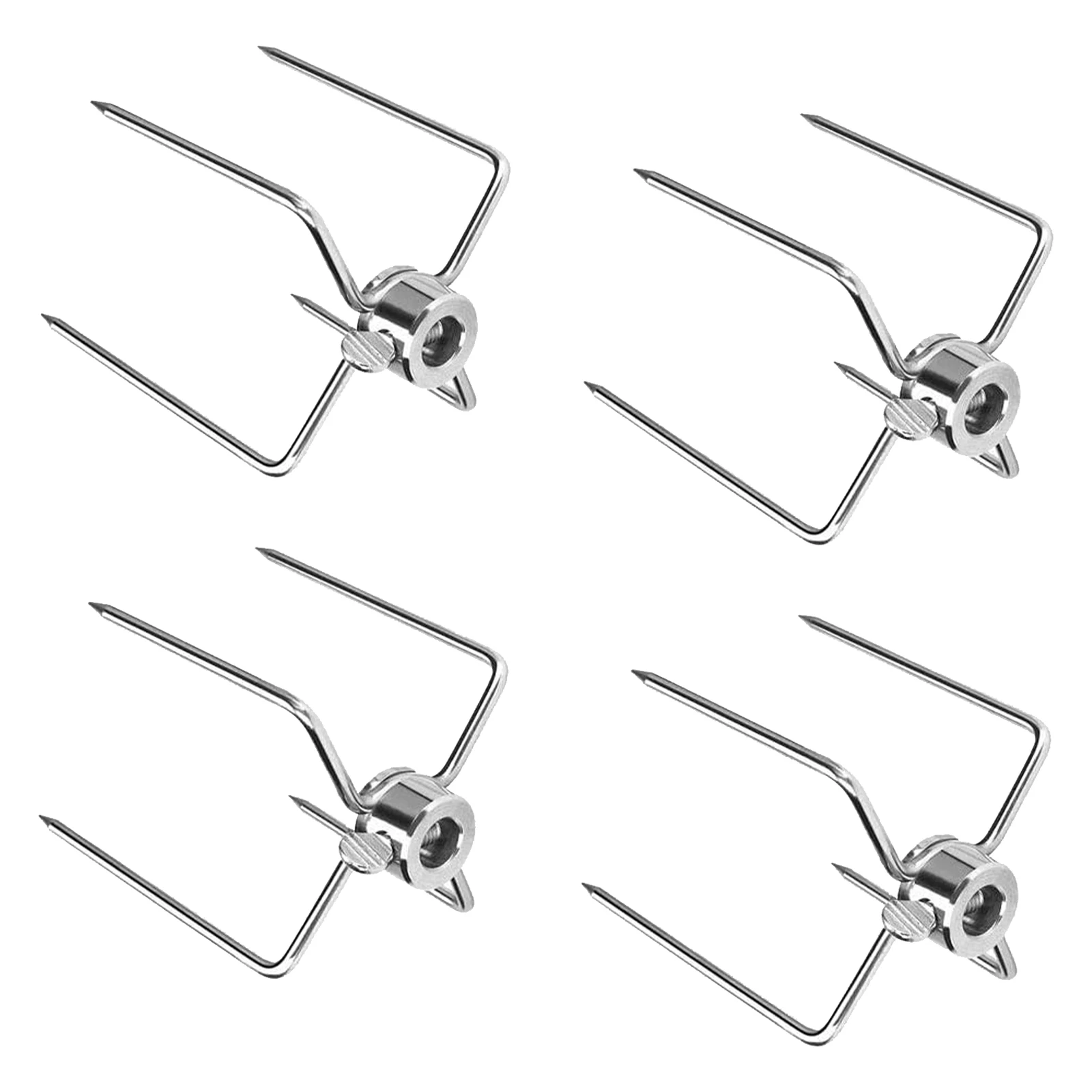 

4 Pcs/ Set Rotisserie BBQ Forks Stainless Steel Spit BBQ Forks Charcoal Chicken Grill Rotisserie Meat Fork BBQ Tool